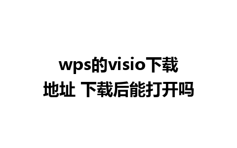 wps的visio下载地址 下载后能打开吗