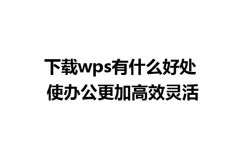 下载wps有什么好处 使办公更加高效灵活