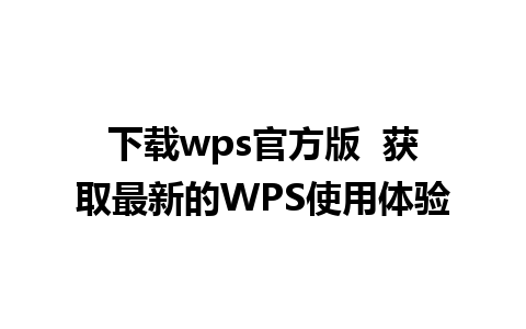 下载wps官方版  获取最新的WPS使用体验