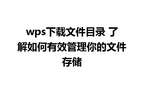 wps下载文件目录 了解如何有效管理你的文件存储