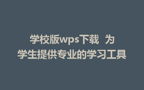 学校版wps下载  为学生提供专业的学习工具