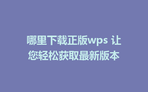 哪里下载正版wps 让您轻松获取最新版本