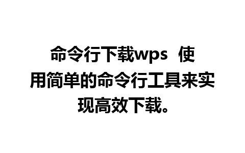 命令行下载wps  使用简单的命令行工具来实现高效下载。