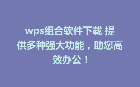 wps组合软件下载 提供多种强大功能，助您高效办公！