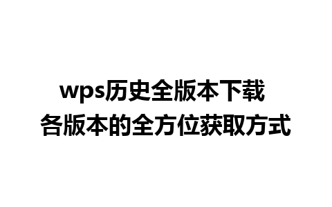 wps历史全版本下载 各版本的全方位获取方式