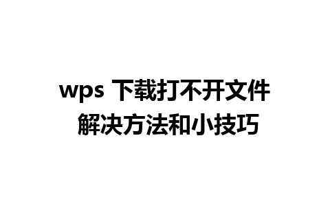 wps 下载打不开文件 解决方法和小技巧