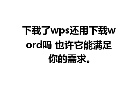 下载了wps还用下载word吗 也许它能满足你的需求。