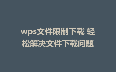 wps文件限制下载 轻松解决文件下载问题