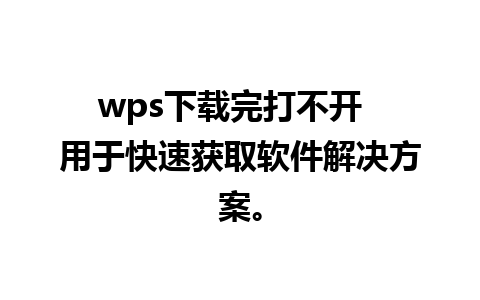 wps下载完打不开  用于快速获取软件解决方案。