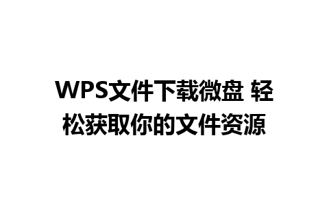 WPS文件下载微盘 轻松获取你的文件资源