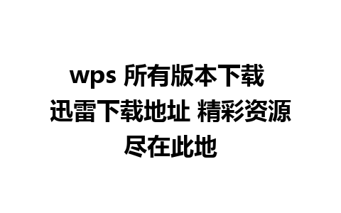 wps 所有版本下载 迅雷下载地址 精彩资源尽在此地