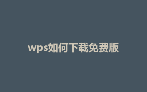 wps如何下载免费版 