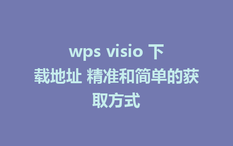 wps visio 下载地址 精准和简单的获取方式