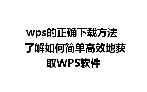 wps的正确下载方法  了解如何简单高效地获取WPS软件