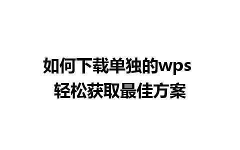 如何下载单独的wps 轻松获取最佳方案