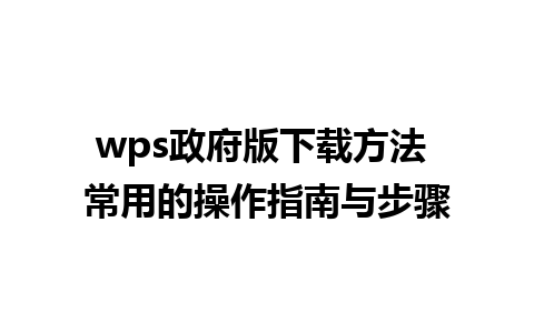 wps政府版下载方法 常用的操作指南与步骤