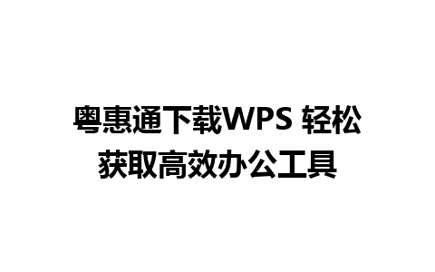 粤惠通下载WPS 轻松获取高效办公工具