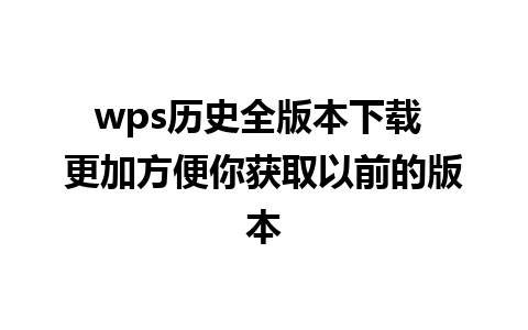 wps历史全版本下载 更加方便你获取以前的版本