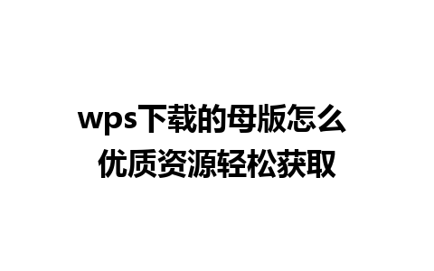 wps下载的母版怎么 优质资源轻松获取