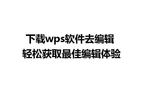 下载wps软件去编辑 轻松获取最佳编辑体验