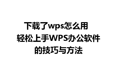 下载了wps怎么用  轻松上手WPS办公软件的技巧与方法