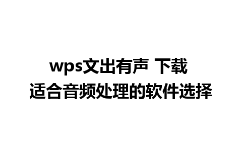 wps文出有声 下载 适合音频处理的软件选择