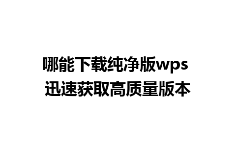 哪能下载纯净版wps 迅速获取高质量版本