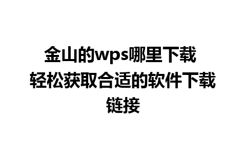 金山的wps哪里下载 轻松获取合适的软件下载链接