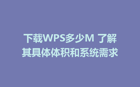 下载WPS多少M 了解其具体体积和系统需求