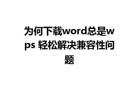 为何下载word总是wps 轻松解决兼容性问题