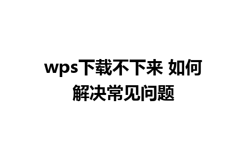 wps下载不下来 如何解决常见问题