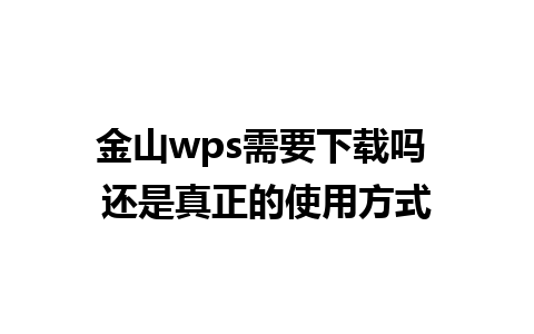 金山wps需要下载吗 还是真正的使用方式