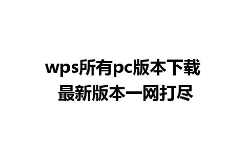 wps所有pc版本下载 最新版本一网打尽