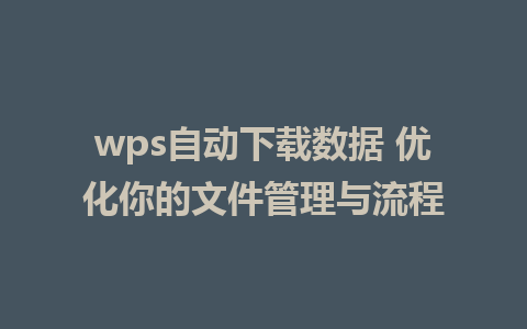 wps自动下载数据 优化你的文件管理与流程