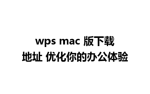 wps mac 版下载地址 优化你的办公体验 