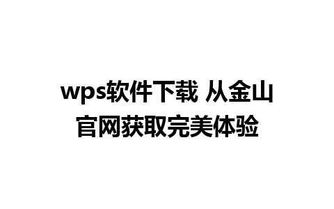 wps软件下载 从金山官网获取完美体验