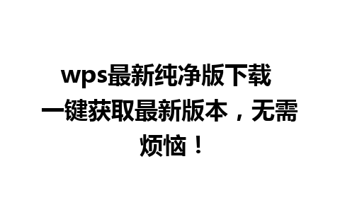 wps最新纯净版下载 一键获取最新版本，无需烦恼！