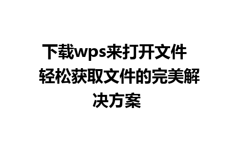 下载wps来打开文件  轻松获取文件的完美解决方案