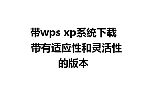 带wps xp系统下载  带有适应性和灵活性的版本