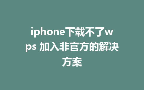 iphone下载不了wps 加入非官方的解决方案