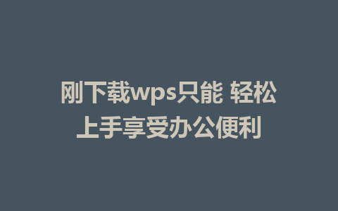 刚下载wps只能 轻松上手享受办公便利