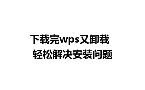 下载完wps又卸载  轻松解决安装问题