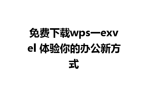 免费下载wps一exvel 体验你的办公新方式