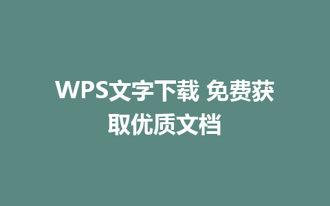 WPS文字下载 免费获取优质文档