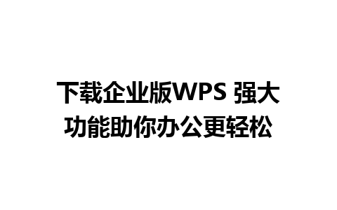 下载企业版WPS 强大功能助你办公更轻松