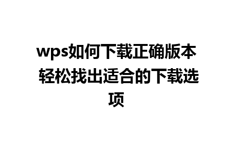 wps如何下载正确版本 轻松找出适合的下载选项