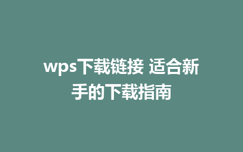 wps下载链接 适合新手的下载指南