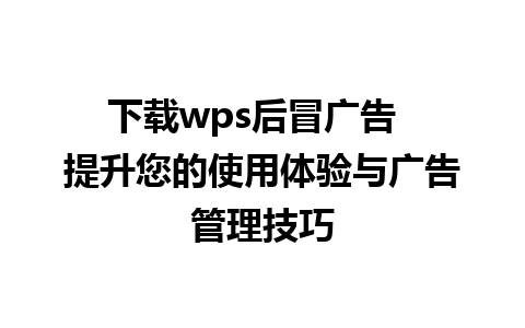 下载wps后冒广告  提升您的使用体验与广告管理技巧