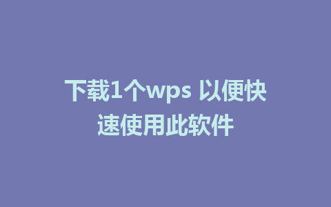 下载1个wps 以便快速使用此软件