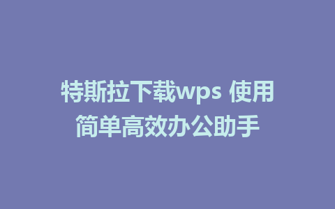 特斯拉下载wps 使用简单高效办公助手